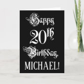 20. Geburtstag: Extravagant, elegant, Script + Ind Karte (Vorderseite)