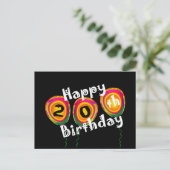 20. Geburtstag farbenfrohe Ballons Postkarte (Stehend Vorderseite)