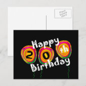20. Geburtstag farbenfrohe Ballons Postkarte (Vorne/Hinten)