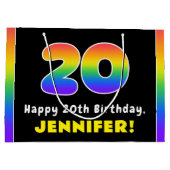 20. Geburtstag: Farbiger Regenbogen # 20, Individu Große Geschenktüte (Rückseite)