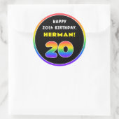 20. Geburtstag: Farbiger Regenbogen # 20, Individu Runder Aufkleber (Tasche)