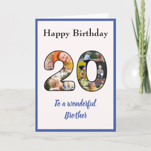 20. Geburtstag Foto Collage Brother einzigartig Cu Karte