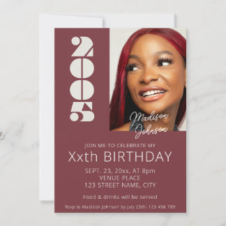 20. Geburtstag Foto geboren im Jahr 2005 grün Einladung