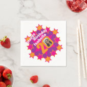 20. Geburtstag Foto und Name Rosa Sternenserviette Serviette (Beispiel)