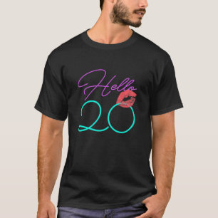 20. Geburtstag Frauen Hallo 20 Kiss Funny Lila Bd T-Shirt
