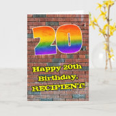 20. Geburtstag: Fun Graffiti-Inspiriert Regenbogen Karte (Gelbe Blume)