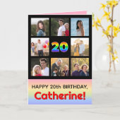 20. Geburtstag: Fun Rainbow #, Custom Fotos + Name Karte (Gelbe Blume)