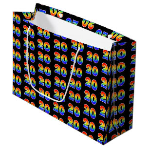 20. Geburtstag: Fun Rainbow Event Nummer 20 Muster Große Geschenktüte
