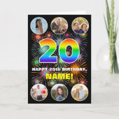 20. Geburtstag: Fun Rainbow #, Individuelle Name & Karte (Vorderseite)