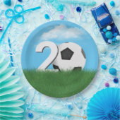 20. Geburtstag Fußball-Ball im Grünen Gras Pappteller (Party)