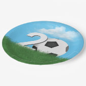 20. Geburtstag Fußball-Ball im Grünen Gras Pappteller (Schrägansicht)