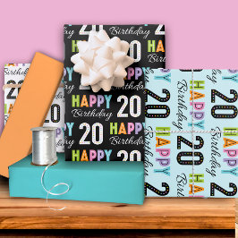 20. Geburtstag Geschenkpapier Set