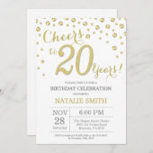 20. Geburtstag Gold Glitzer Diamond Einladung (Vorne/Hinten)