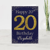20. Geburtstag Golden Glitzer Card Karte (Vorderseite)