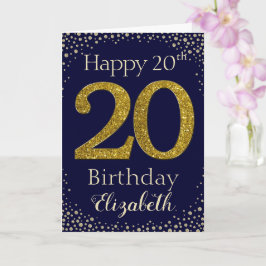 20. Geburtstag Golden Glitzer Card Karte