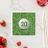 20. Geburtstag Golf Ball auf Grass Napkins Serviette (Beispiel)