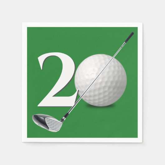 20. Geburtstag Golf Ball & Club Serviette (Vorderseite)