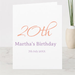 20. Geburtstag grün lila Name einfach trendy Mode Karte