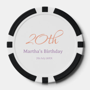 20. Geburtstag grün lila Name einfach trendy Mode Pokerchips