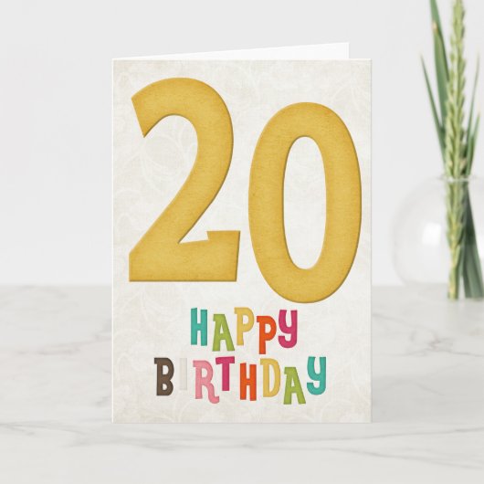 20. Geburtstag Happy Birthday Card Design Karte (Vorderseite)
