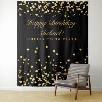 20. Geburtstag Hintergrund, Black and Gold Confett