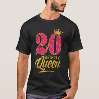 20. Geburtstag Königin 20 Jahre Alte Girl Crown Pi T-Shirt