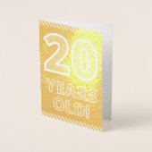 20. Geburtstag: kühl "20 JAHRE ALT!" Gold Foil Car Folienkarte (Vorderseite)