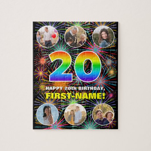 20. Geburtstag: Lustiger Regenbogen #, Benutzerdef Puzzle (Vertikal)