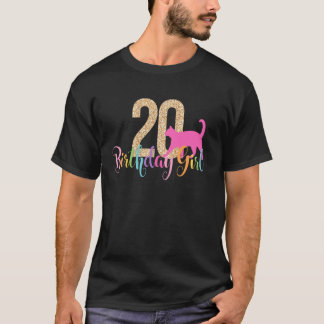 20. Geburtstag Mädchen Katze Party Regenbogen Katz T-Shirt