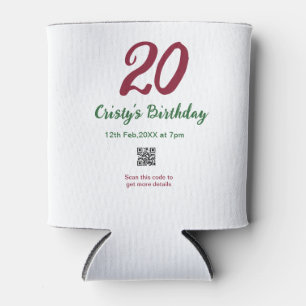 20. Geburtstag MARON QR-Code bold retro grün Dosenkühler