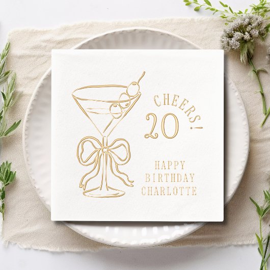 20. Geburtstag Martini Cheers 20 Personalisierten Servietten Mit Folie