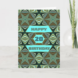 20. Geburtstag mit grünem abstraktem Design Karte