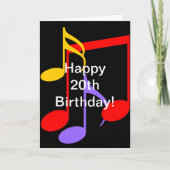 20. Geburtstag Musiknoten Faltkarte Karte (Vorderseite)