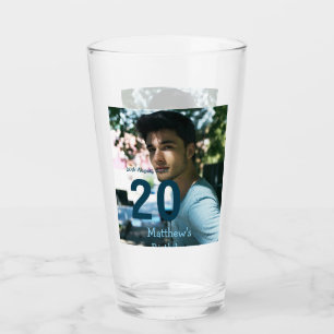 20. Geburtstag Name Foto Datum Mann Blau Weiß s Glas