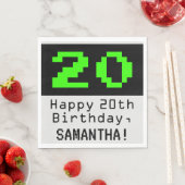 20. Geburtstag - Nerdy / Geeky Style "20" & Name Serviette (Beispiel)