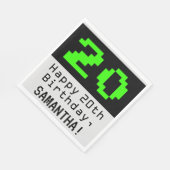 20. Geburtstag - Nerdy / Geeky Style "20" & Name Serviette (Ecke)