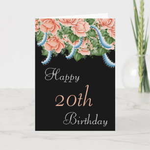 20. Geburtstag Peach Rose Happy Birthday Card Karte