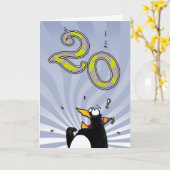20. Geburtstag - Pinguin-Überraschungskarte Karte (Gelbe Blume)