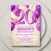 20. Geburtstag Pink Balloons Einladung