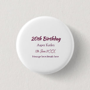 20. Geburtstag pink lila Name Datum Nachricht einf Button
