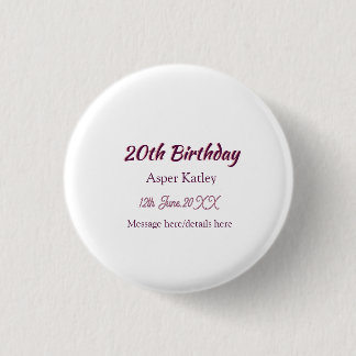 20. Geburtstag pink lila Name Datum Nachricht einf Button