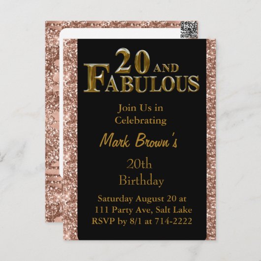 20. Geburtstag Postkarte (Vorne/Hinten)