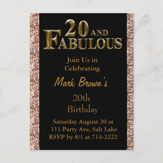 20. Geburtstag Postkarte (Vorderseite)