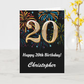 20. Geburtstag Regenbogen Feuerwerke Schwarz und G Karte (Gelbe Blume)