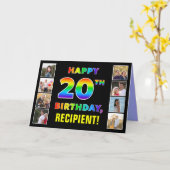 20. Geburtstag: Regenbogentext, benutzerdefinierte Karte (Gelbe Blume)