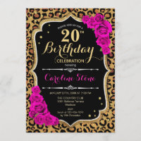 20. Geburtstag - Rosa Rosen Leopard Print