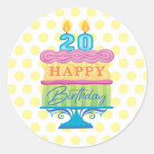 20. Geburtstag Runder Aufkleber (Vorderseite)