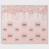 20. Geburtstag Schwarze Rose Gold Glitzer Tropfen Geschenkpapier (Flach)