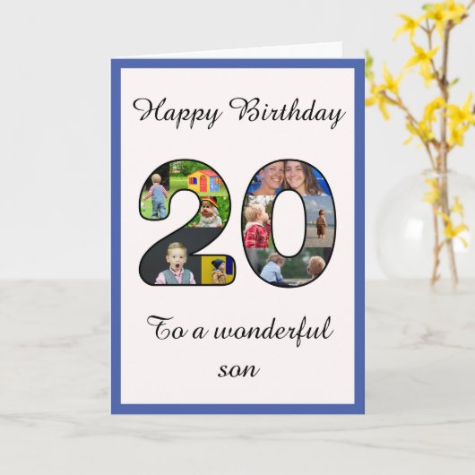 20. Geburtstag Son FotoCollage Vorlage (Gelbe Blume)