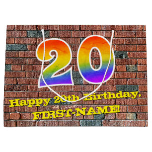 20. Geburtstag: Spaß, Graffiti-Inspiriert Regenbog Große Geschenktüte